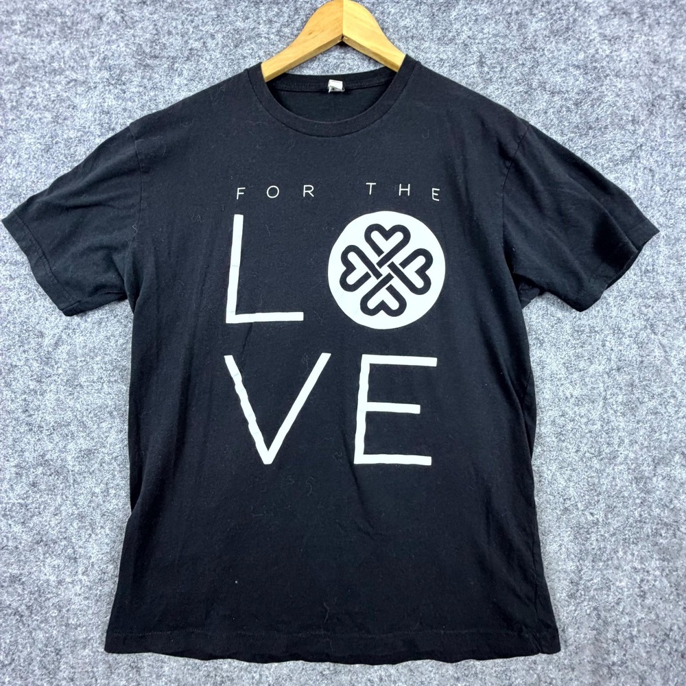 Unbranded T-Shirt Mens Medium Black For The Love Heart Graphic Print Crew Neck